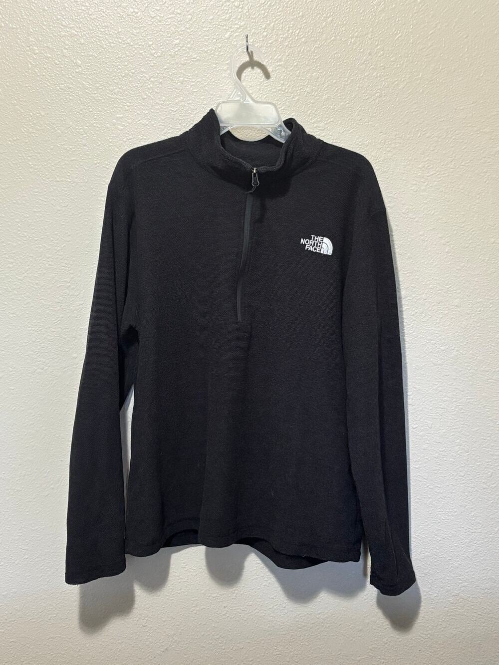 Men’s North Face Cap Rock Textured Black Smoke 1/4 Zip Pullover Fleece Jacket XL